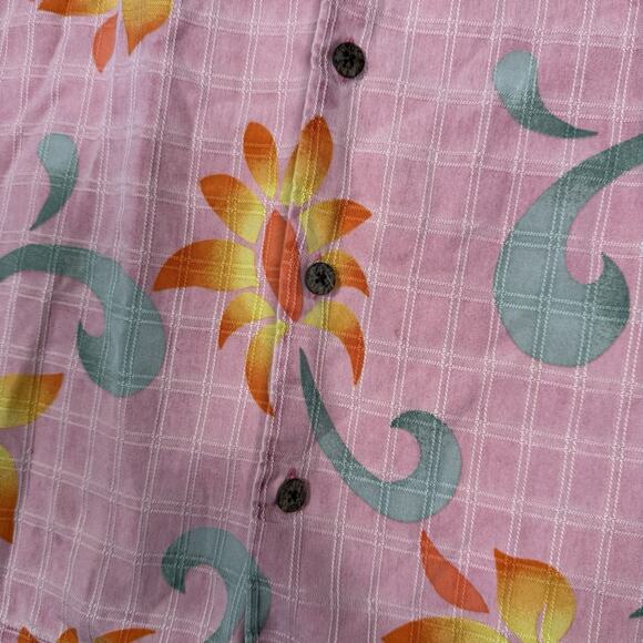 Tommy Bahama Pink Floral Hawaiian Tropical Camp Shirt 100% Silk Men's Size Large - Picture 2 of 6